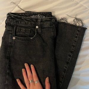 Black Denim Wide Leg Jeans